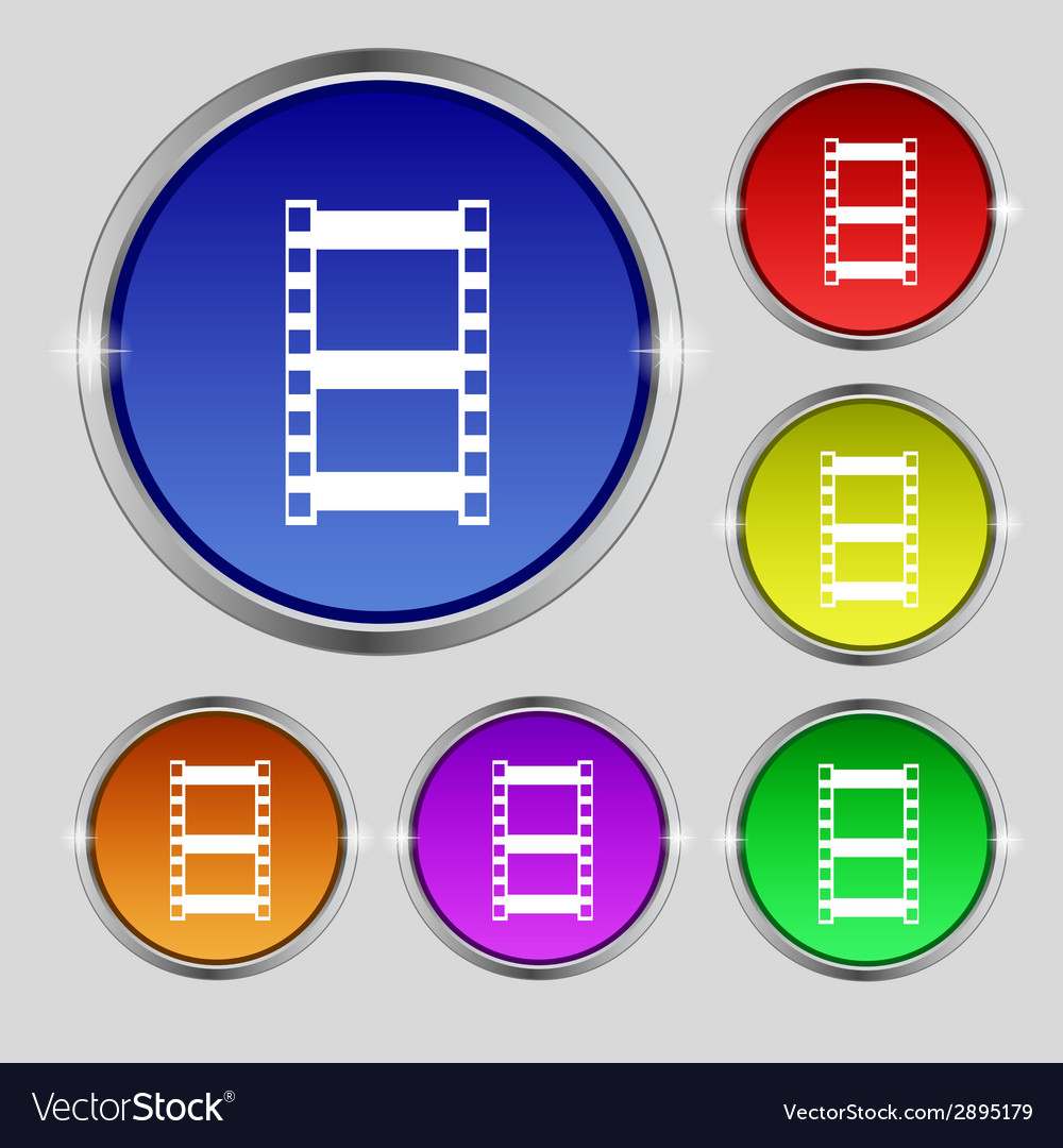 Video sign icon frame symbol set colourful buttons