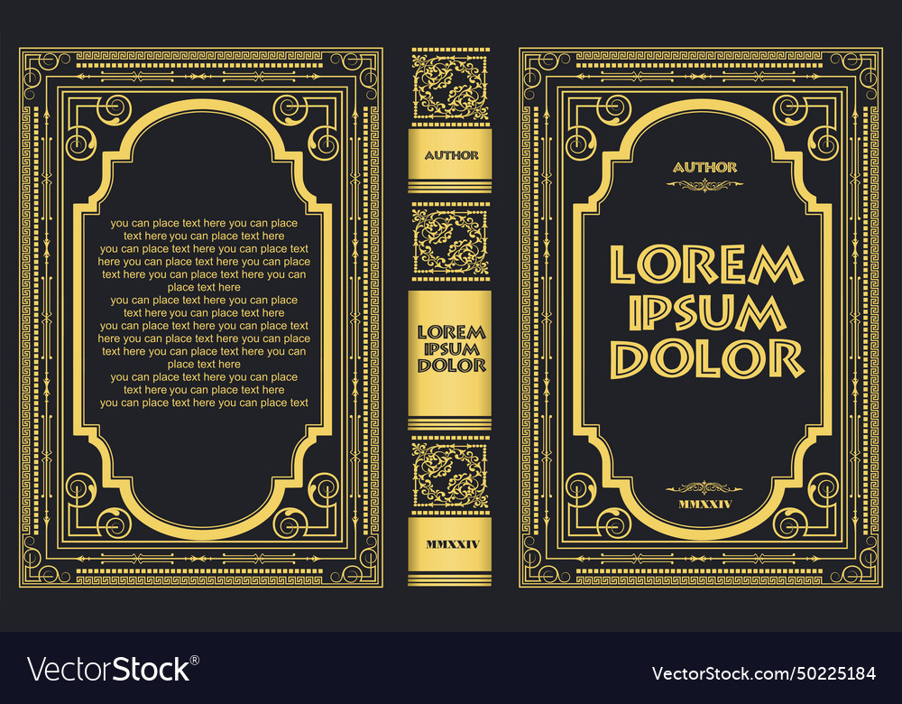 Book cover and old retro ornament frames royal Vector Image