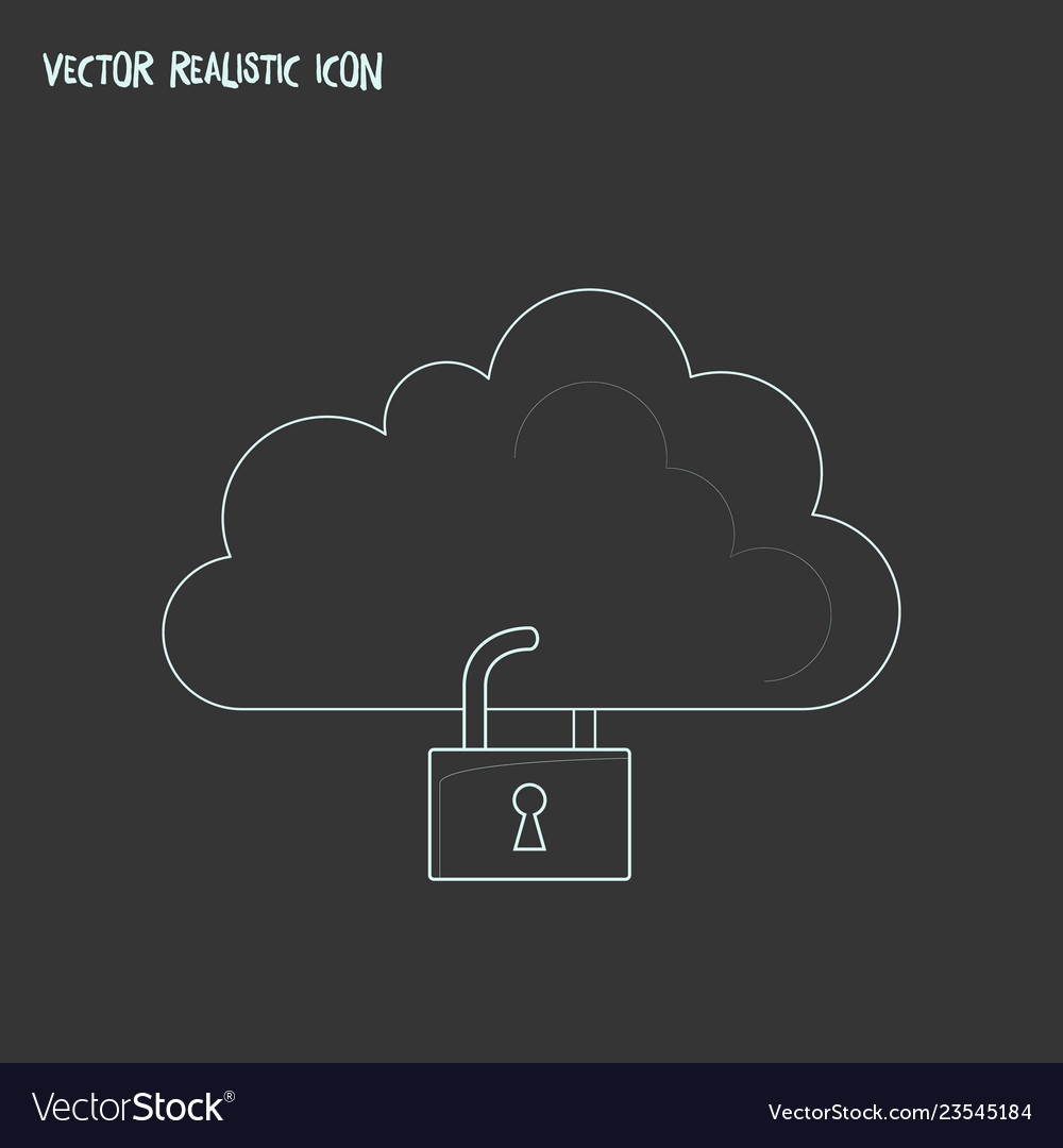 Cloud storage lock icon line element