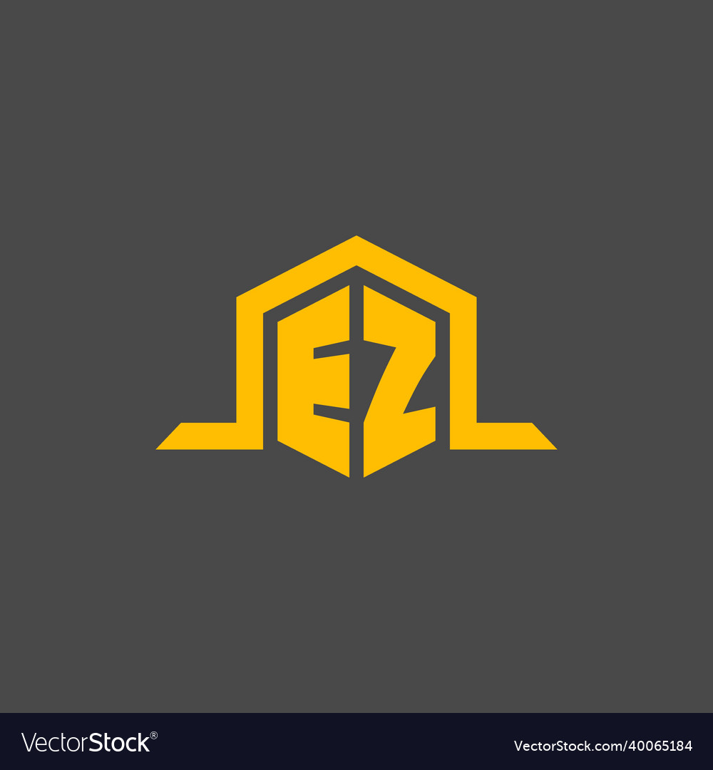 Ez monogram initial logo with hexagon style design