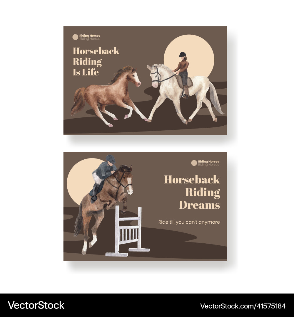 Facebook template with horseback riding Royalty Free Vector