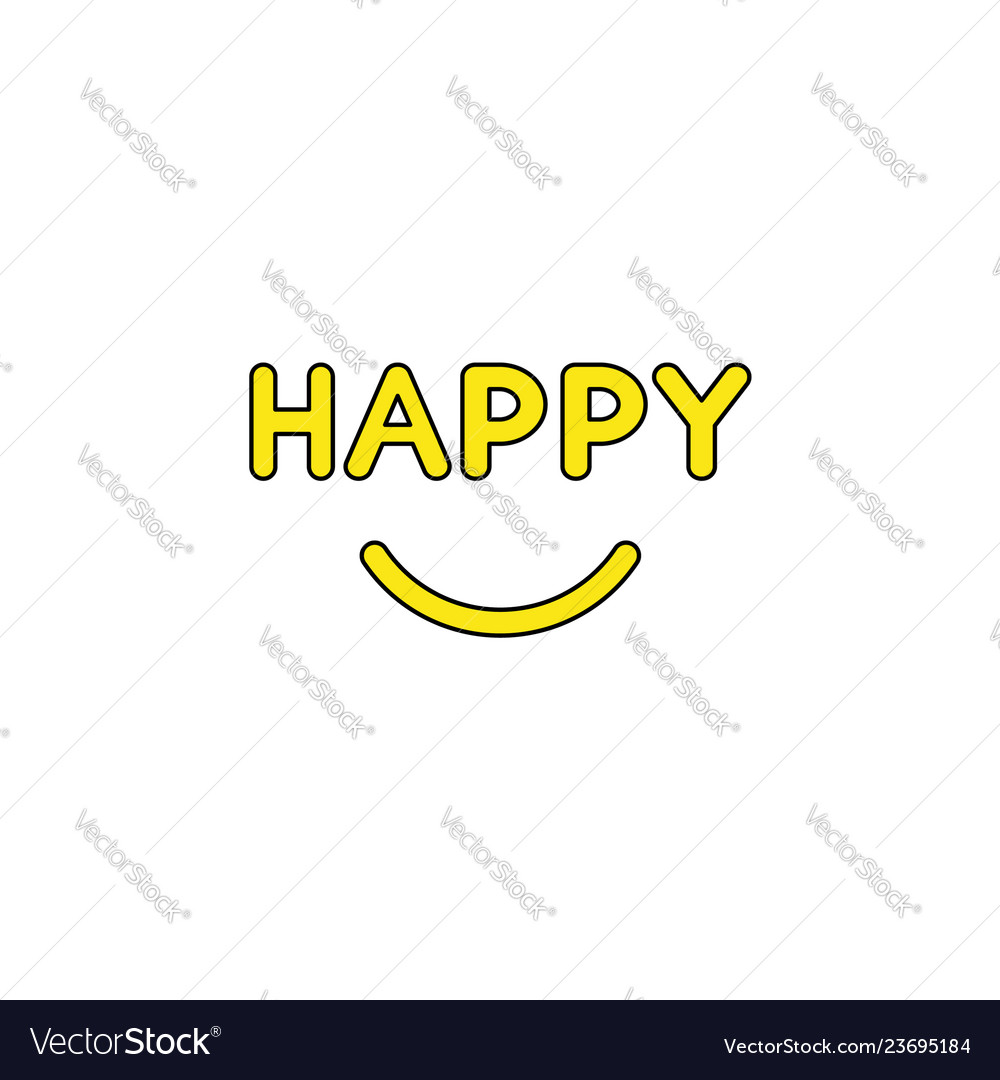 Flat design style concept happy text