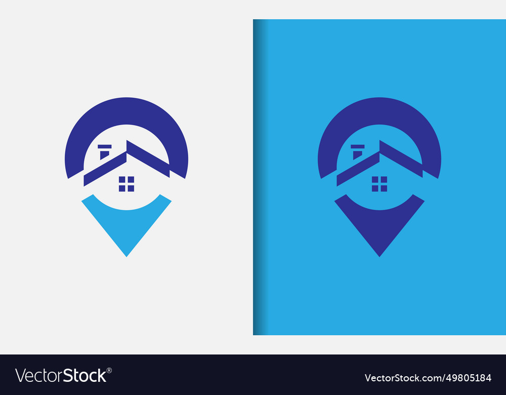 Minimalist house rooftop combined with pin Vector Image