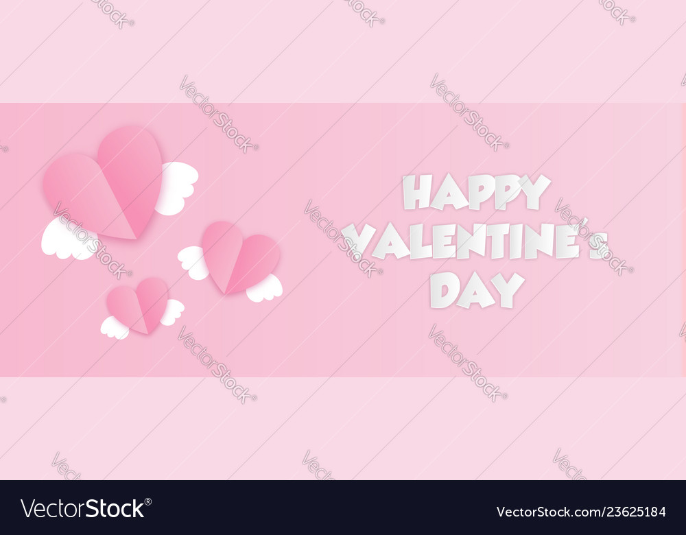 Paper cut valentines day origami web banner Vector Image