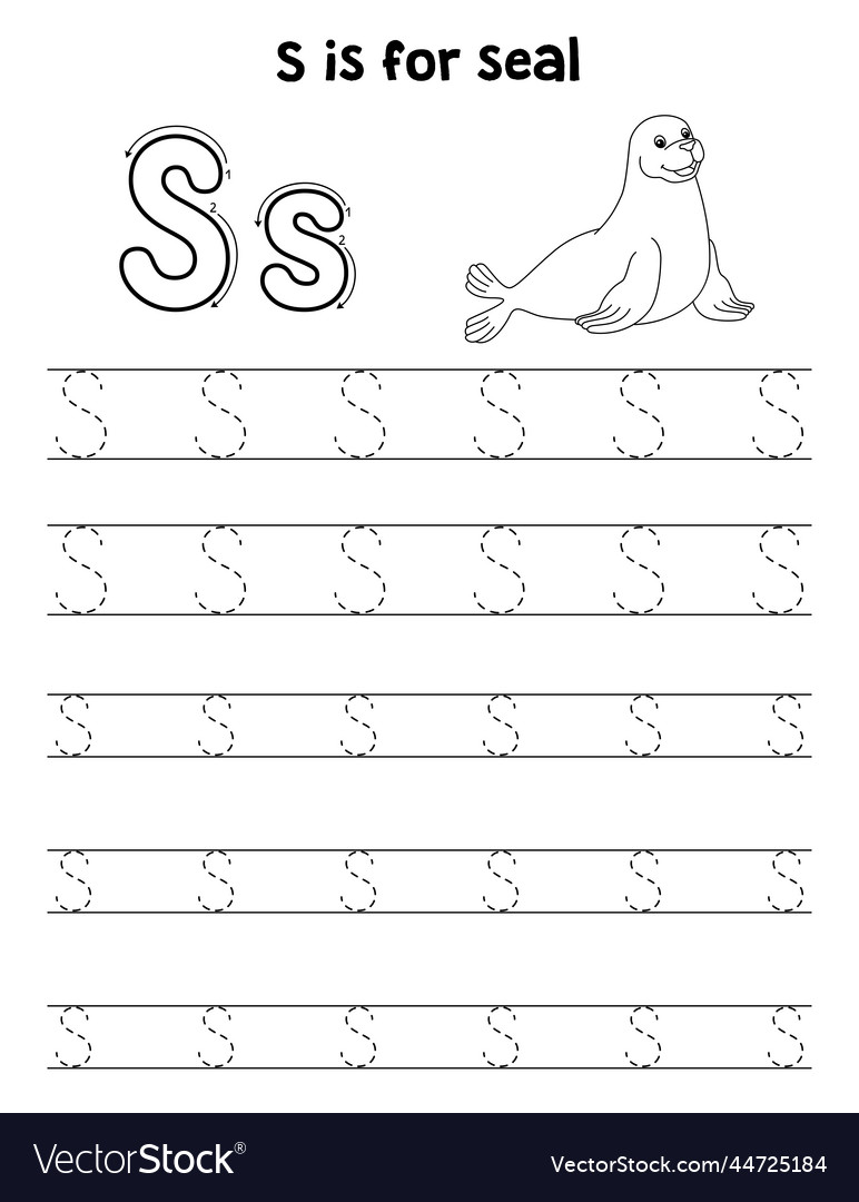 Seal animal tracing letter abc coloring page s