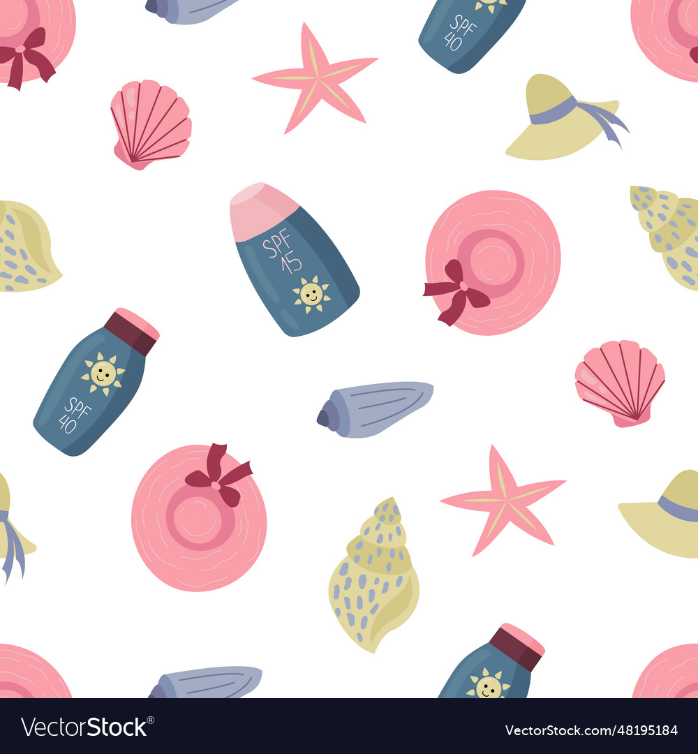 Seamless pattern with sunscreens sunlight safety Vector Image