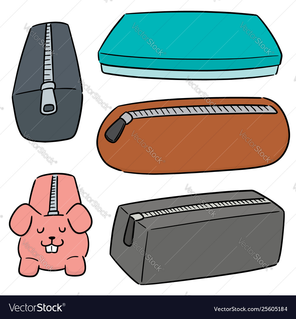 Set pencil case vector image Set pencil case