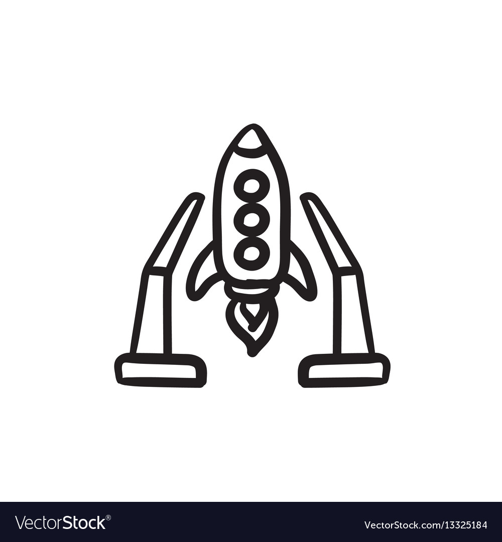 Space Shuttle auf Start-Bereich Skizze Icon