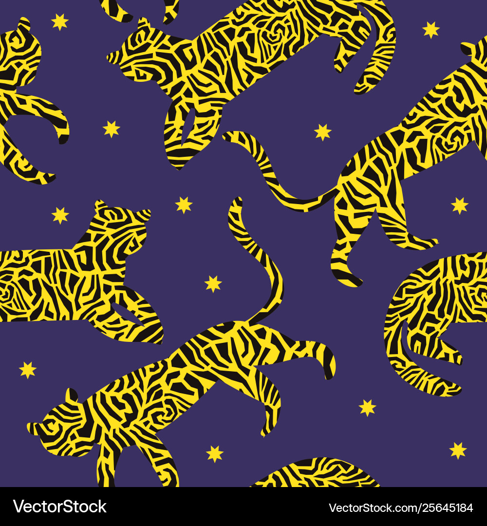 Tigers seamless pattern Royalty Free Vector Image