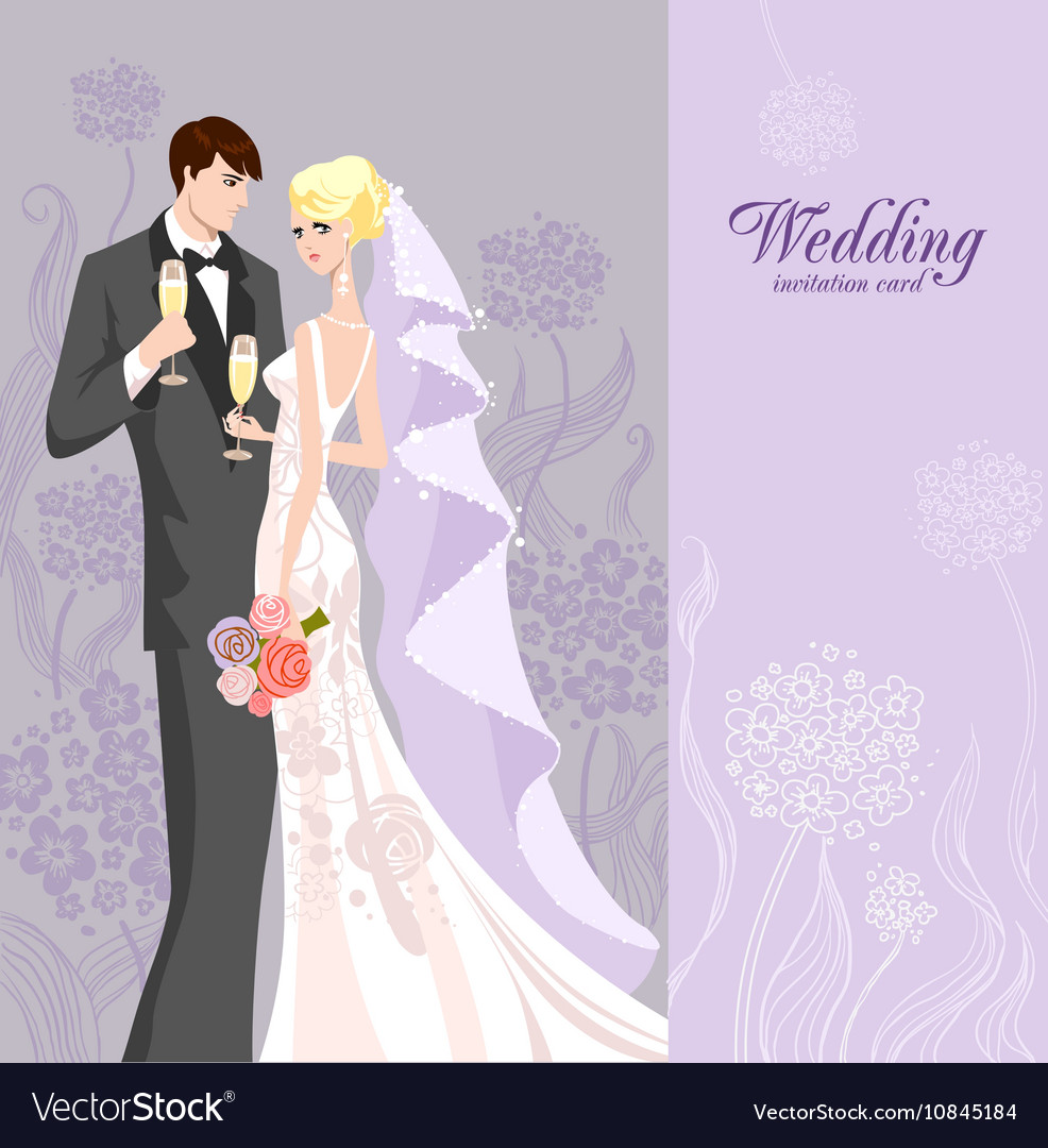 Wedding Invitation With Bride And Groom Royalty Free Vector 4071