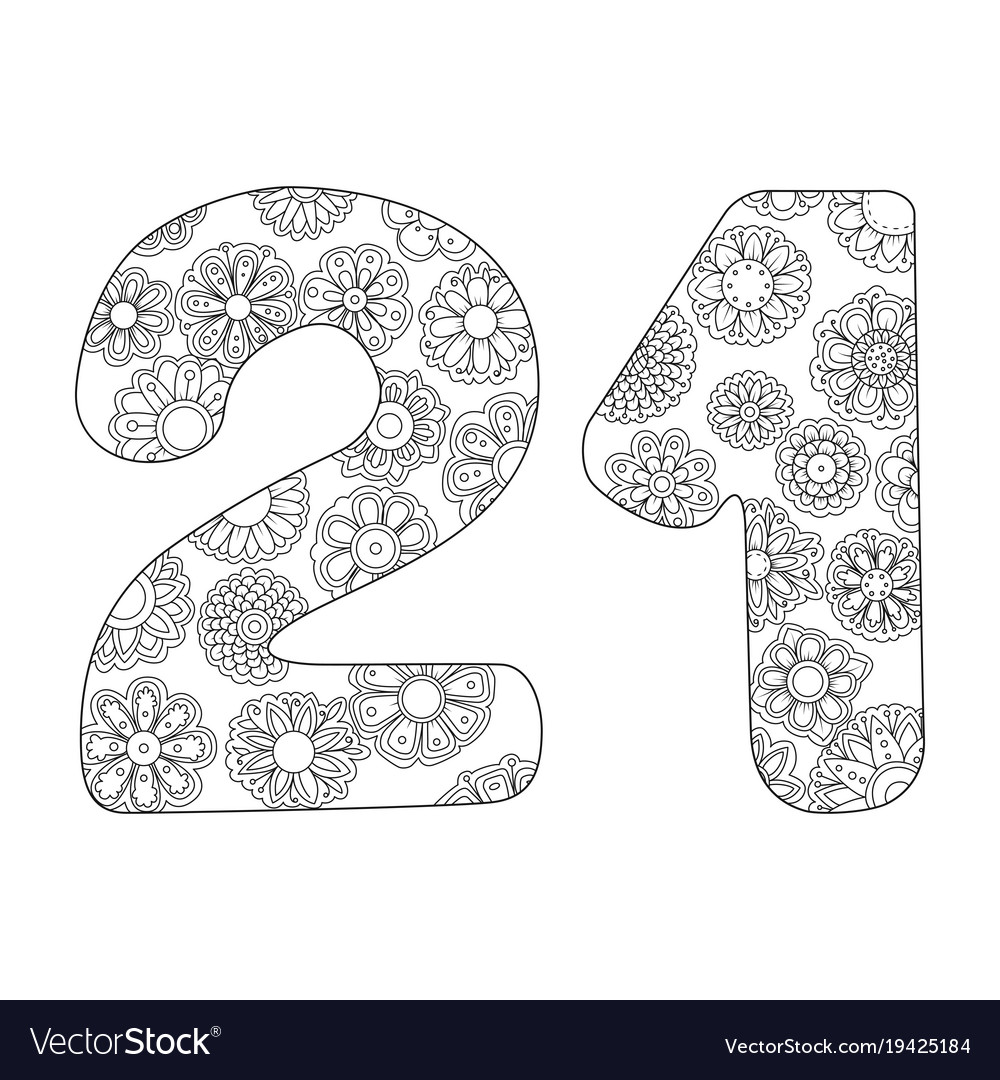 Zen Coloring Book For Adults Number Twenty-one Vector Image - Zen Coloring Book For Adults Number Twenty-one Vector Image