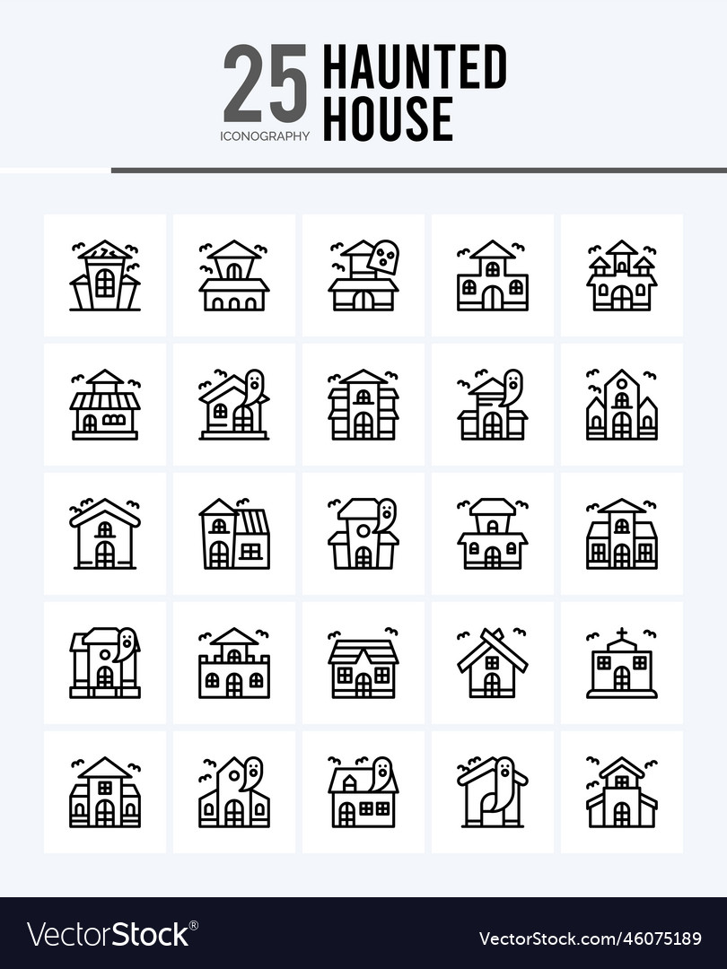 25 haunted house outline icons pack