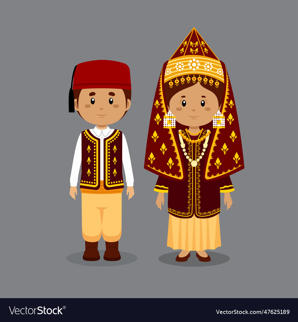 Couple character wearing algerian dress Royalty Free Vector