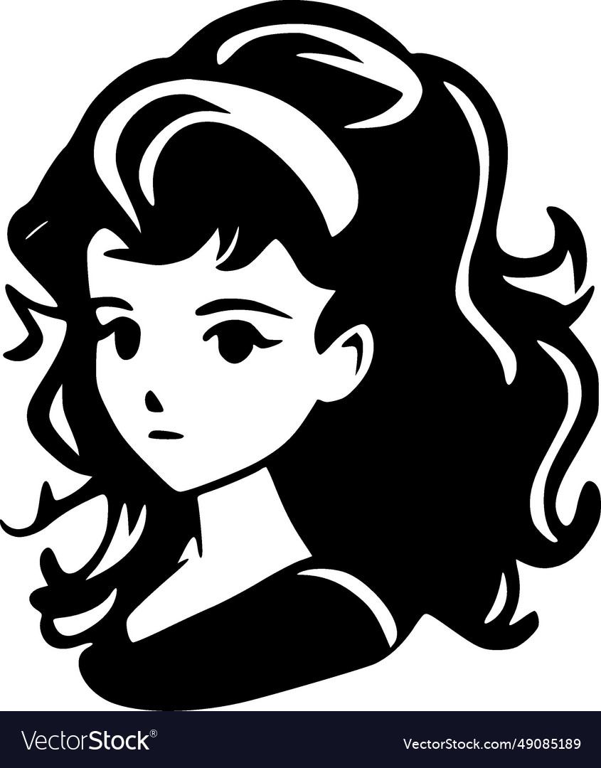 Girl - black and white Royalty Free Vector Image