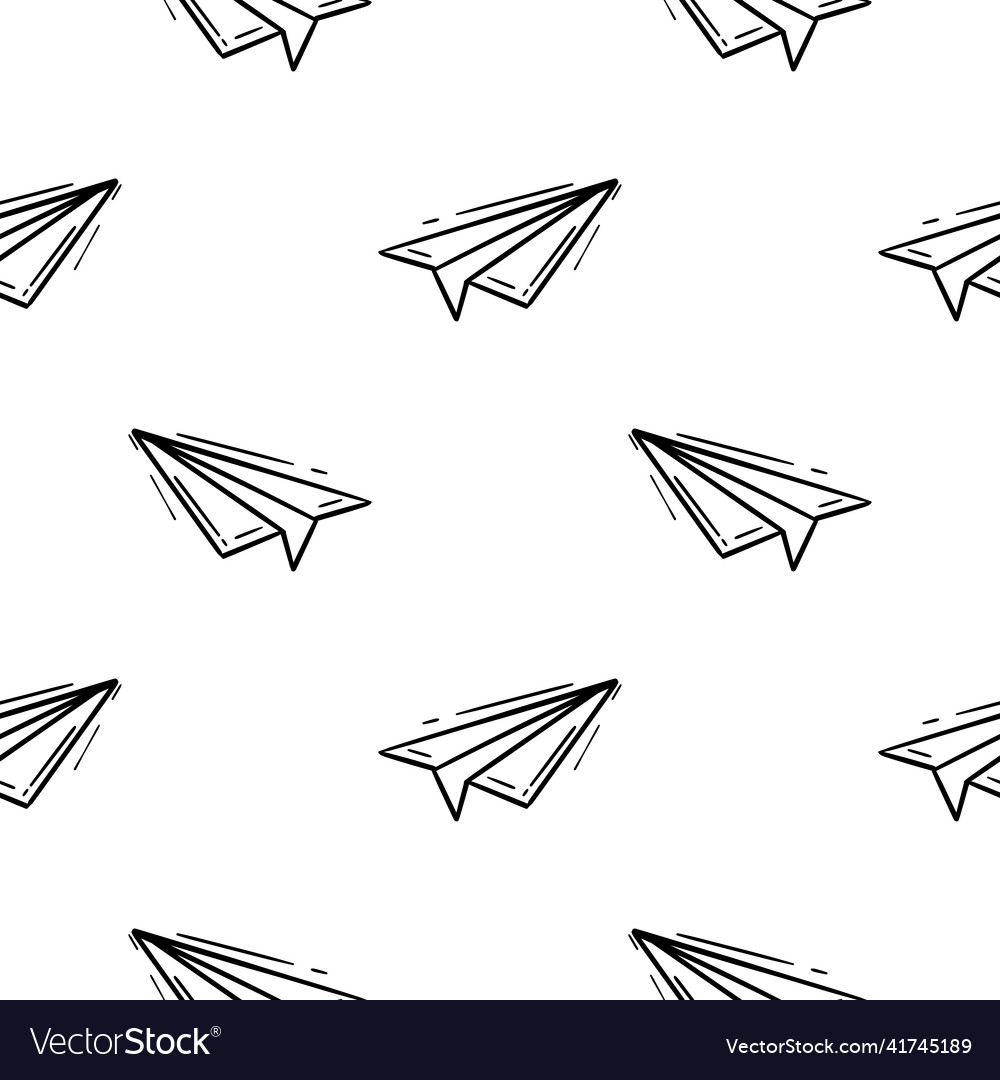 Hand drawn paper airplane seamless pattern Vector Image