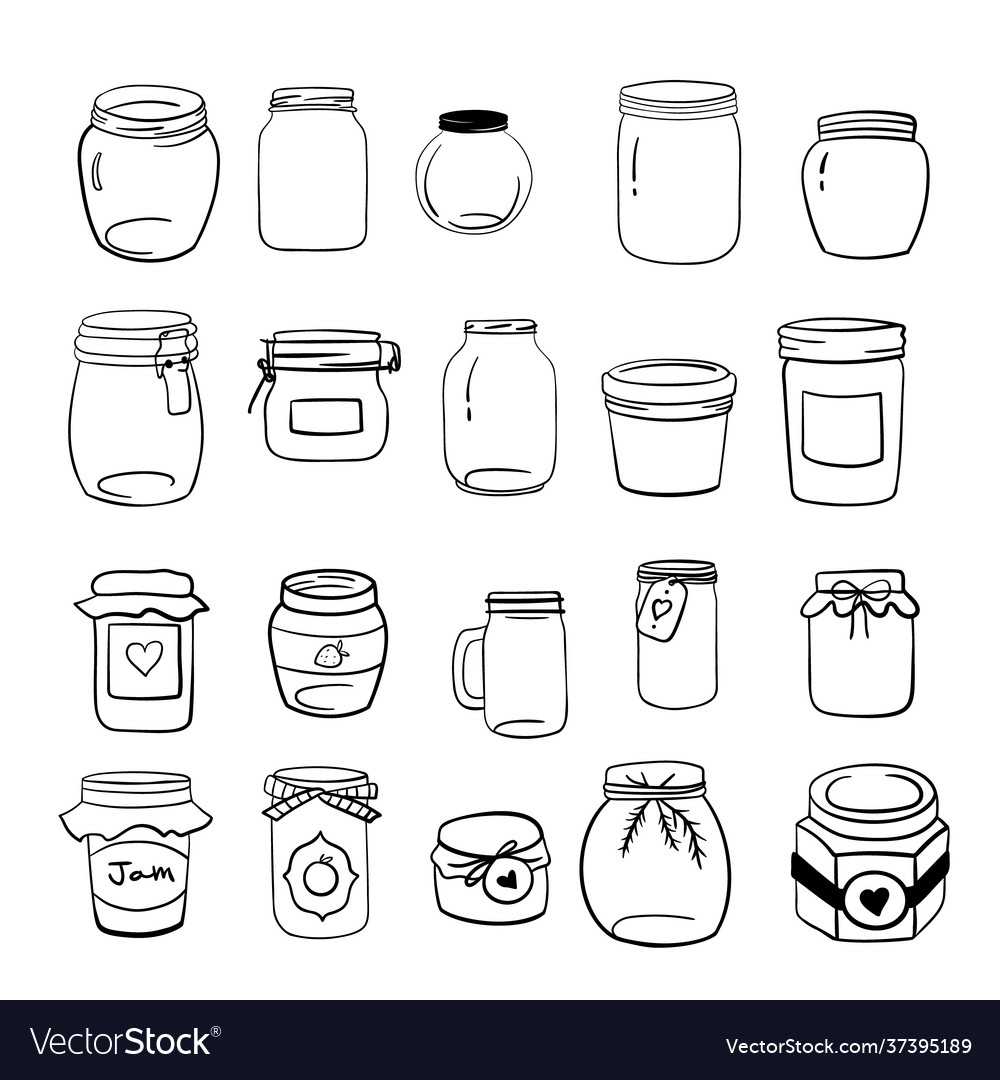 Jars with a lid label ribbon Royalty Free Vector Image