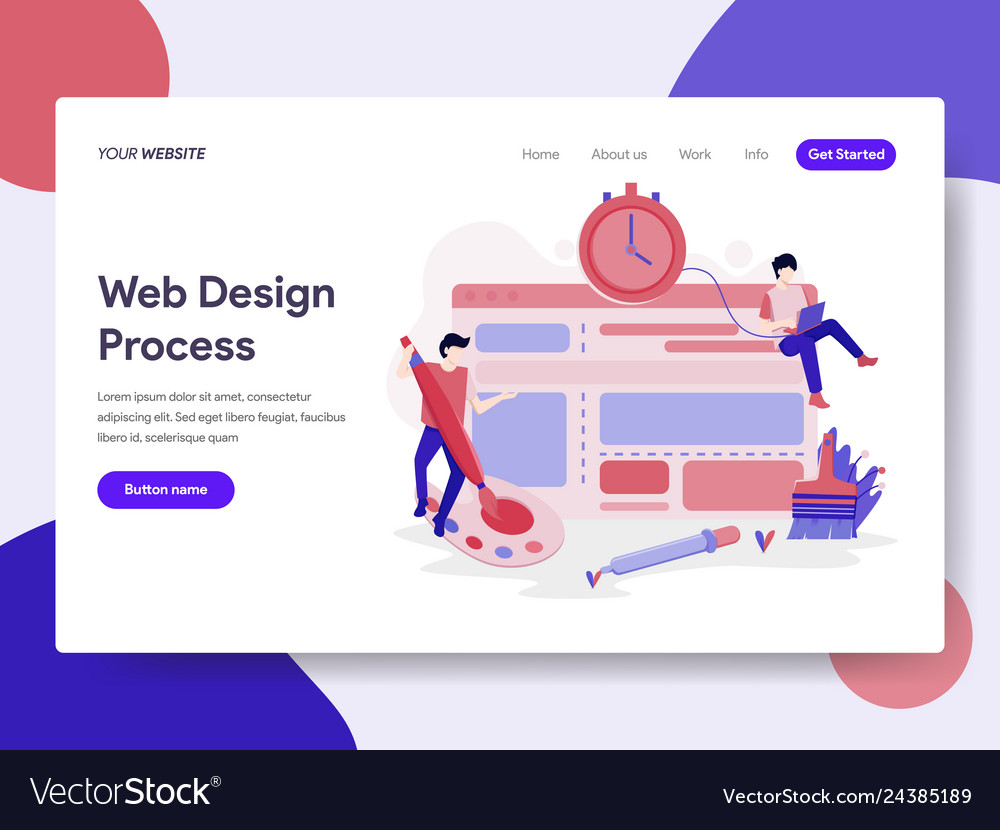 Landing page template of website design process vector image Landing page template of website design process