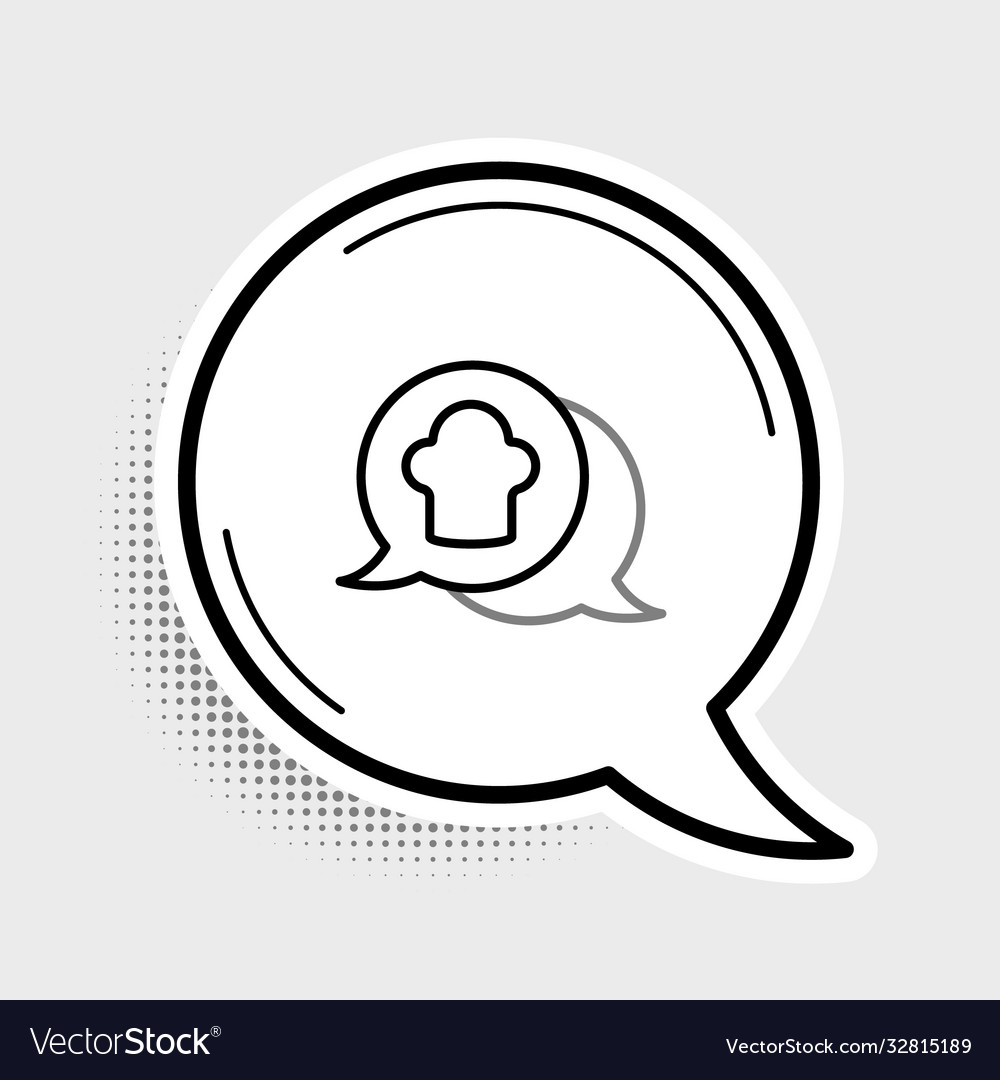 Line chef hat in speech bubble icon isolated vector image Line chef hat in speech bubble icon isolated