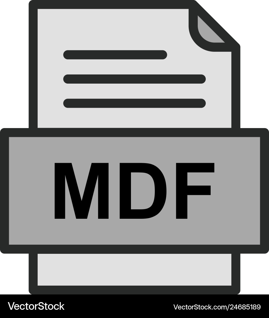 Mdf file document icon Royalty Free Vector Image