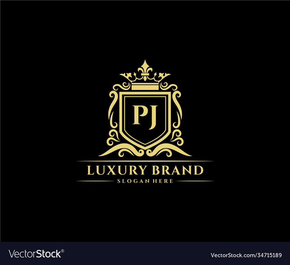 Pj initial letter gold calligraphic feminine Vector Image