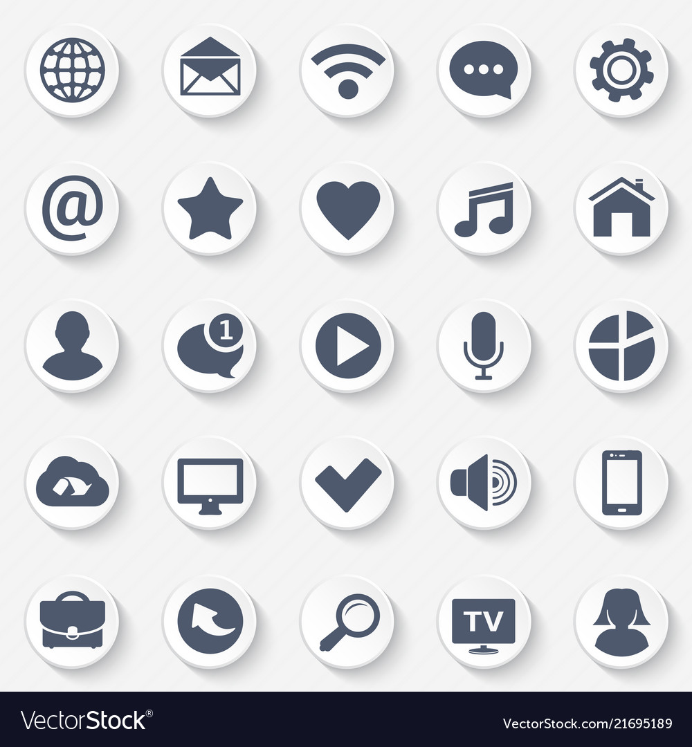 Universal web icons set contact and communication vector image Universal web icons set contact and communication