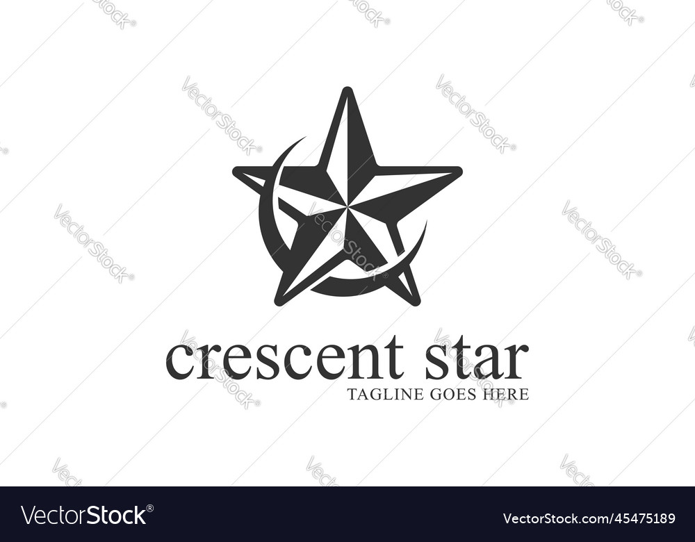 Vintage simple minimalist star crescent moon logo