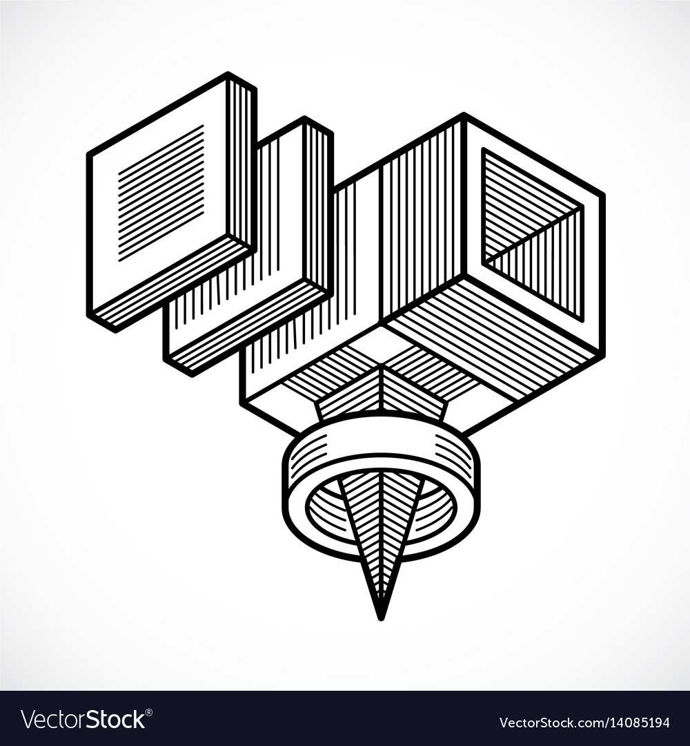 Abstract isometric dimensional shape made using