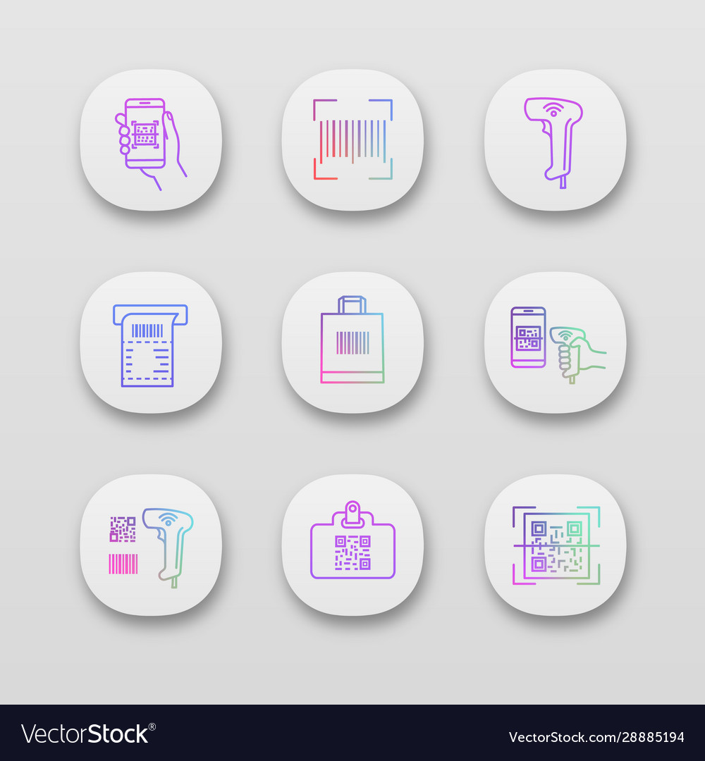 Barcodes app icons set vector image Barcodes app icons set
