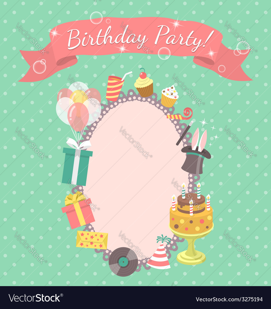 Birthday Party Invitation Card Royalty Free Vector Image