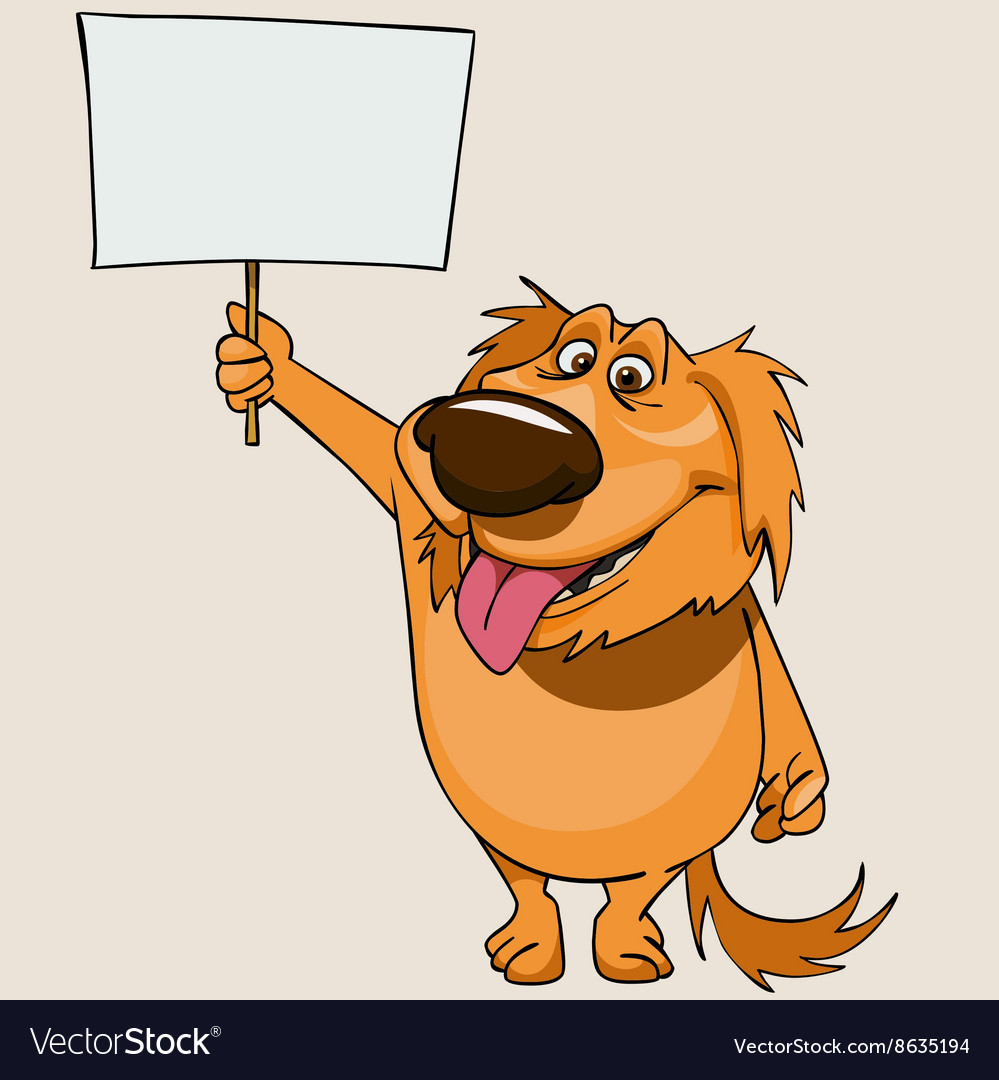 Cartoon cheerful dog standing with a blank banner Vector Image Cartoon cheerful dog standing with a blank banner Vector Image