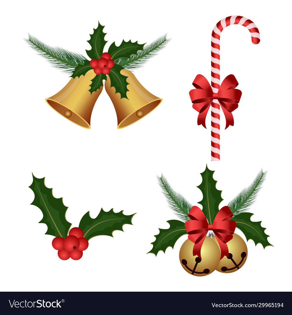 Christmas decoration set isolated vector image Christmas decoration set isolated