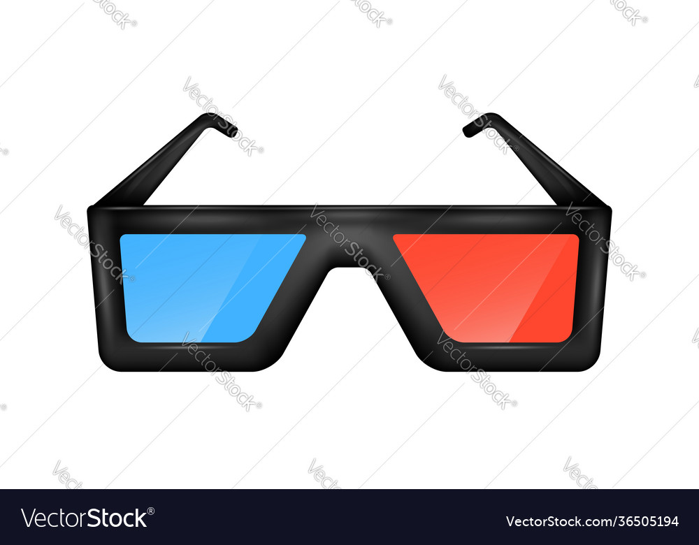 Cinema glasses blue and red 3d glasses 3d Vector Image