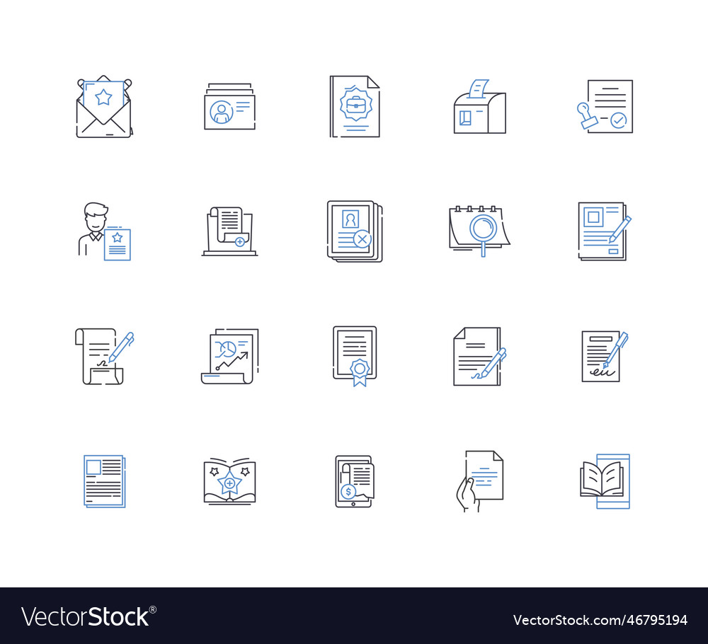 Corroboration line icons collection verification vector image Corroboration line icons collection verification