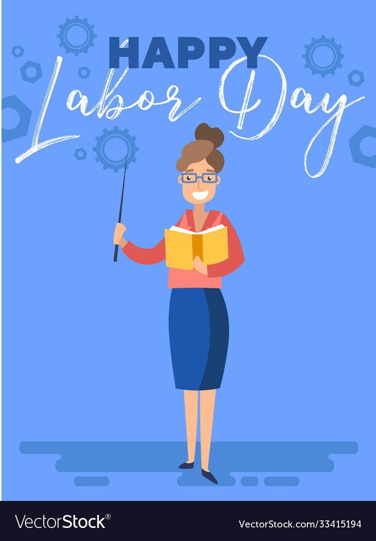 Happy labor day poster or greeting card design vector image Happy labor day poster or greeting card design