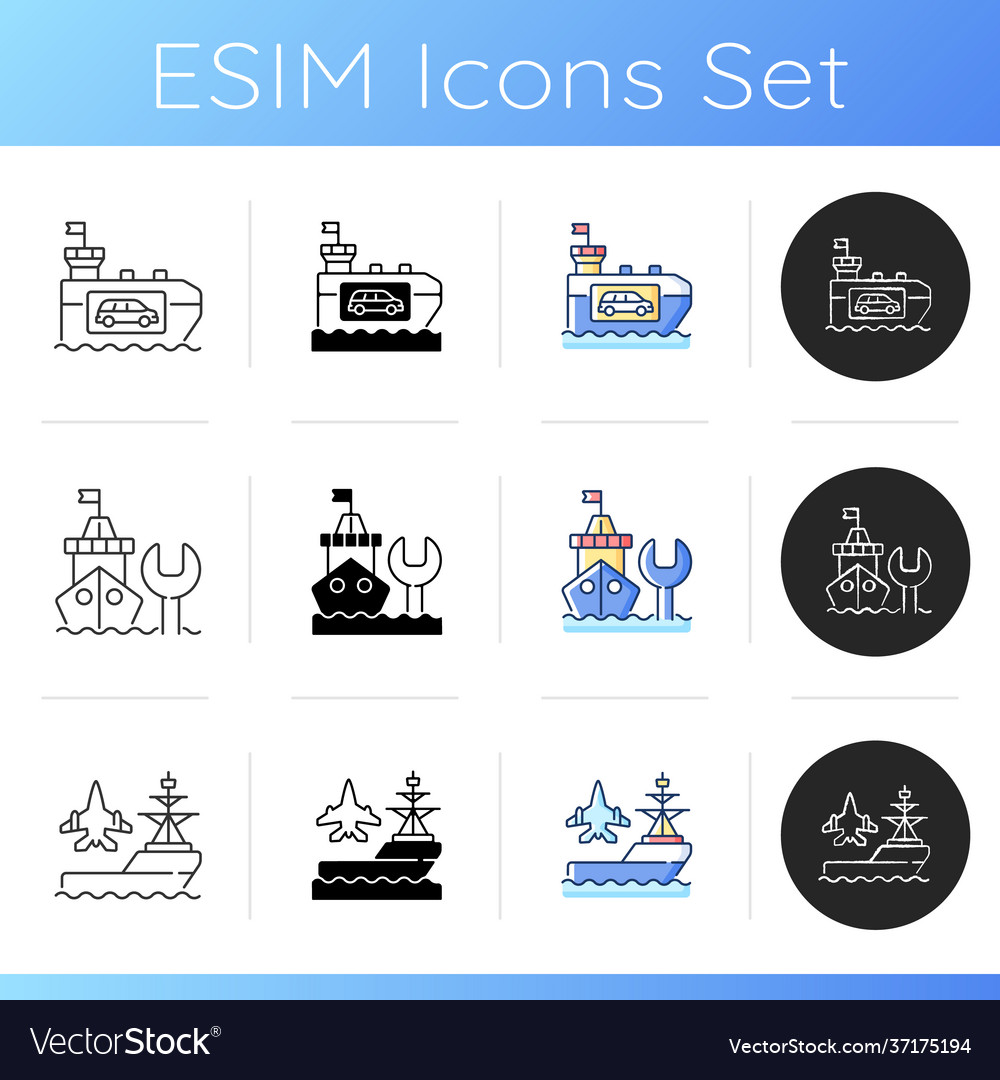 Maritime industry icons set