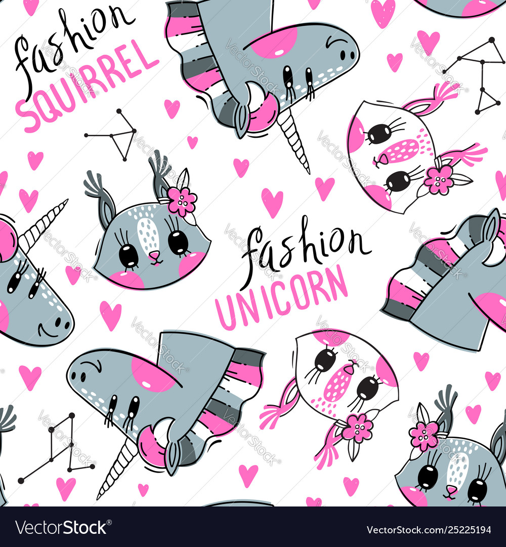 Seamless pattern with faces squirrel vector image Seamless pattern with faces squirrel