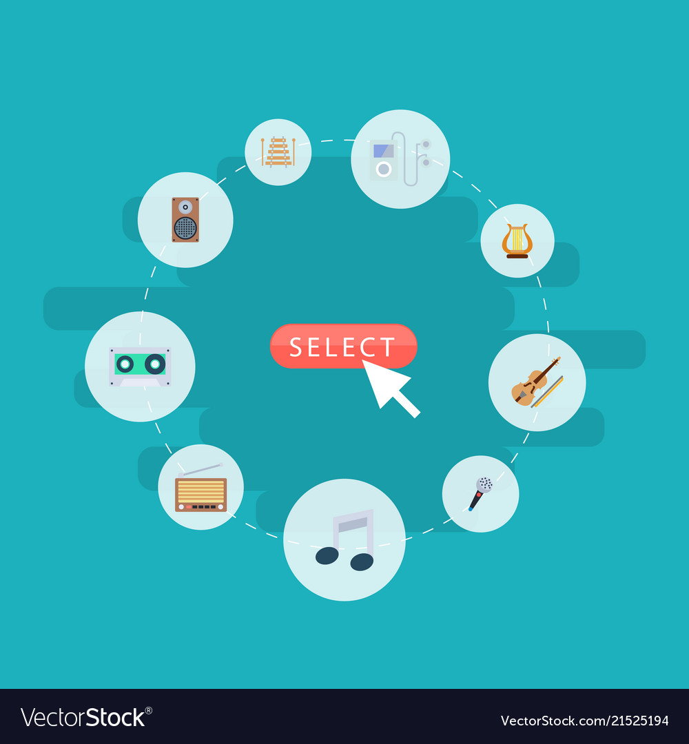 Set of studio icons flat style symbols with audio vector image Set of studio icons flat style symbols with audio