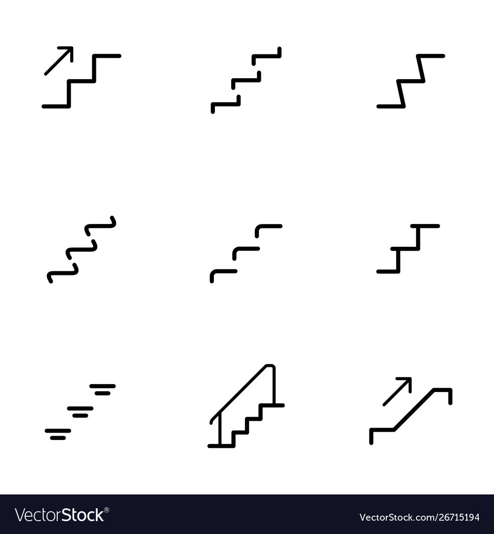 Set stairs icon with silhouette symbol ladder