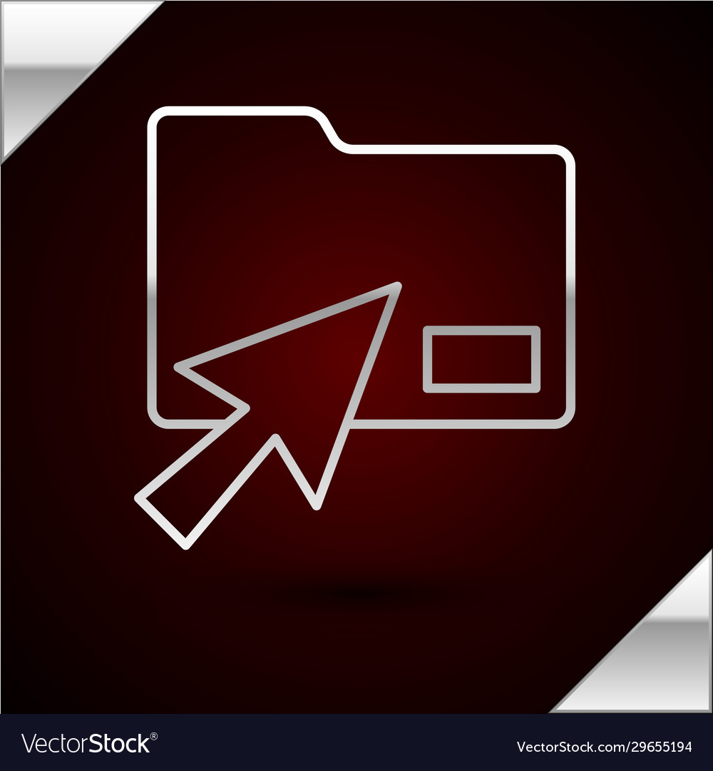 Silver line cursor click document folder icon vector image Silver line cursor click document folder icon
