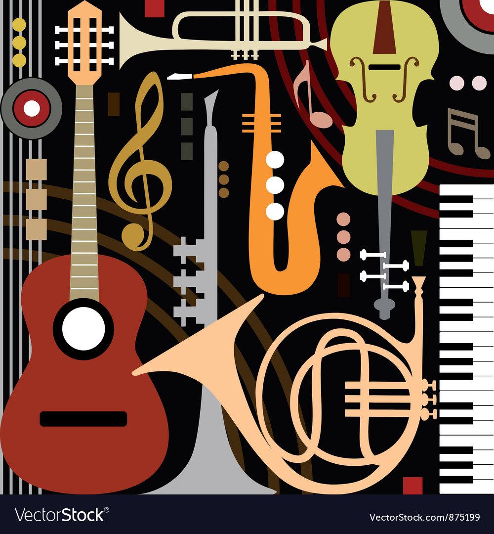Abstract Musical Notes and Instruments