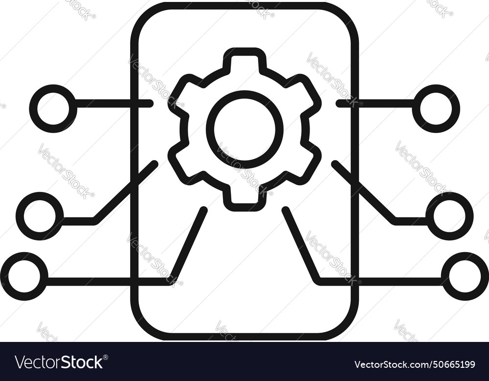 Cog overview icon outline memory dual Royalty Free Vector