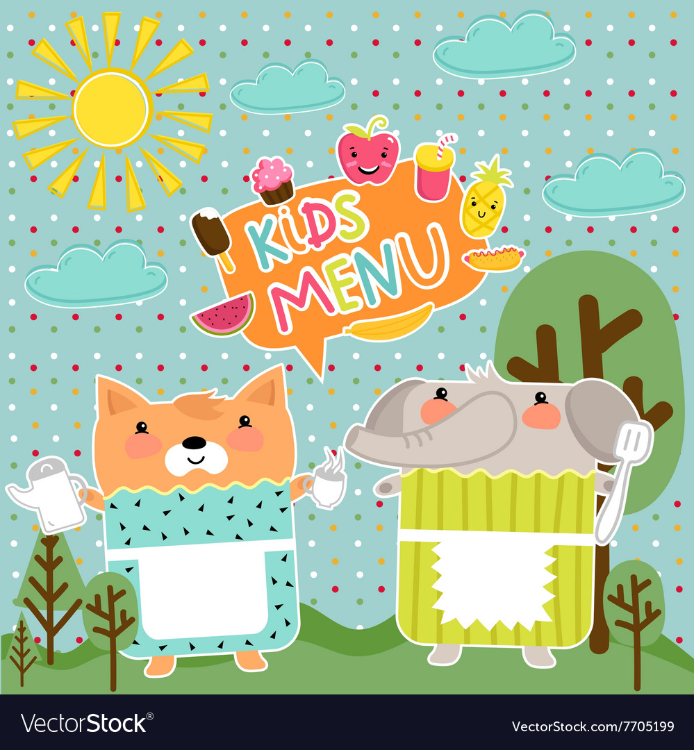 Colorful kids meal menu template Royalty Free Vector Image