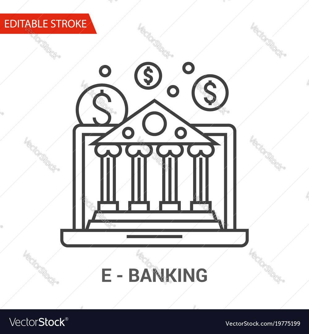 E-banking icon thin line Royalty Free Vector Image