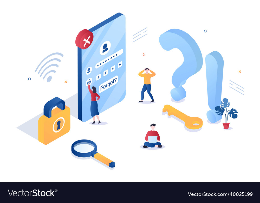 Forgot password and account login for web page vector image Forgot password and account login for web page