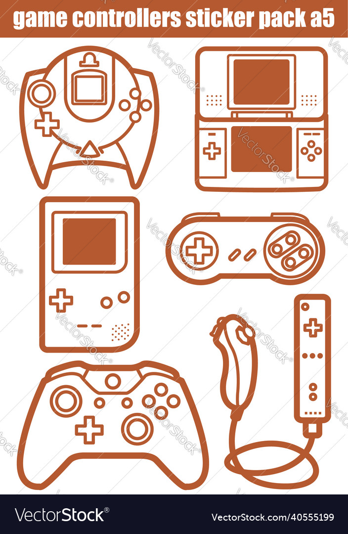 Game controllers sticker pack a5 Royalty Free Vector Image