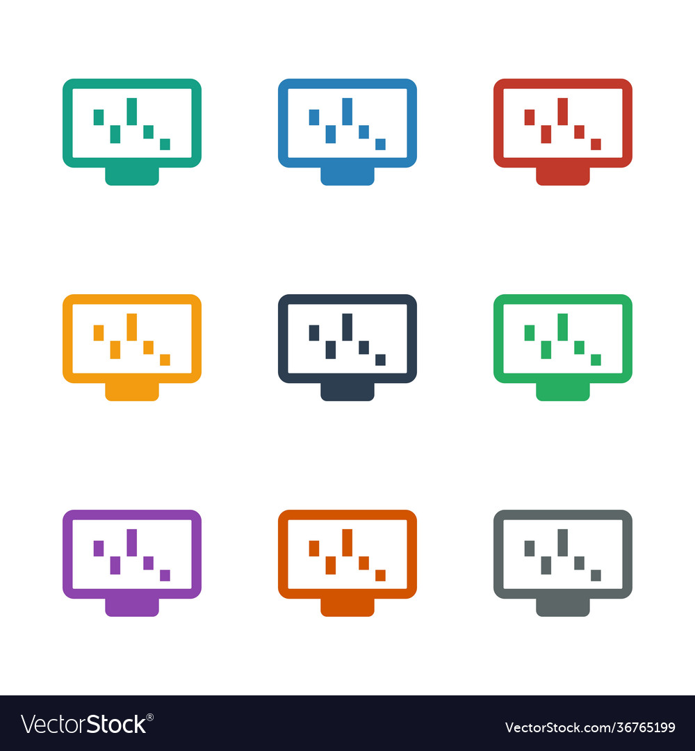Graph on display icon white background