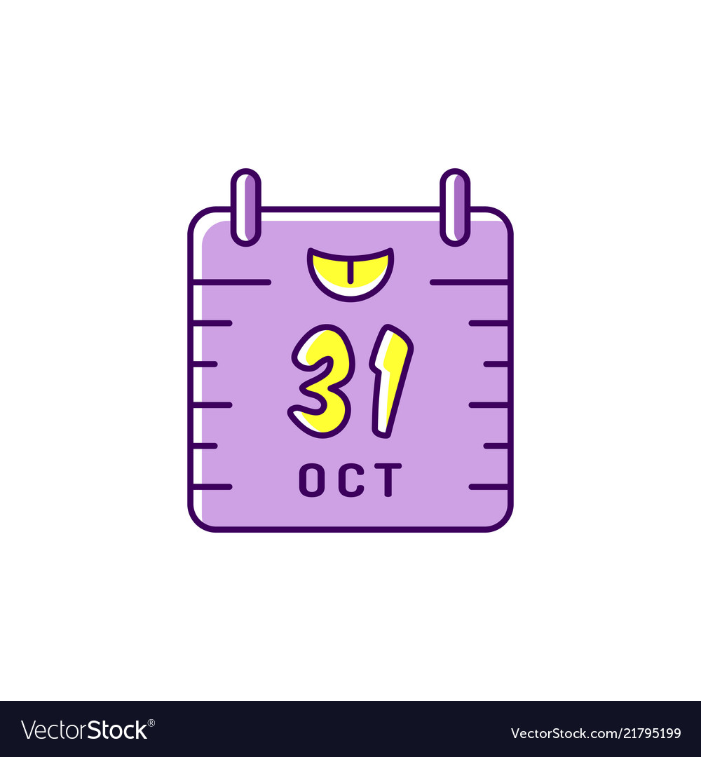 Halloween calendar icon 31st october colorful vector image Halloween calendar icon 31st october colorful