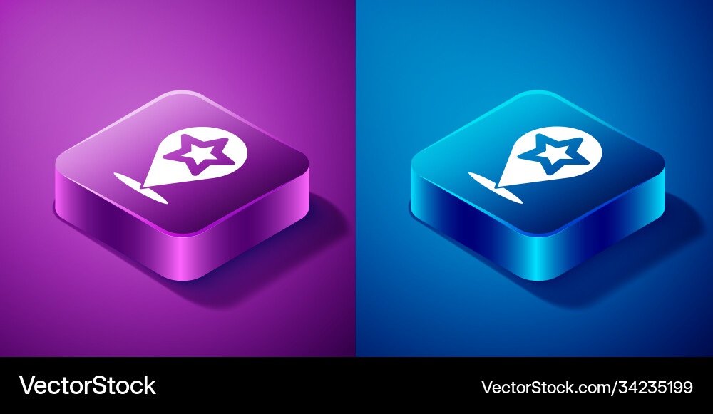 Isometric map pointer with star icon isolated Vector Image