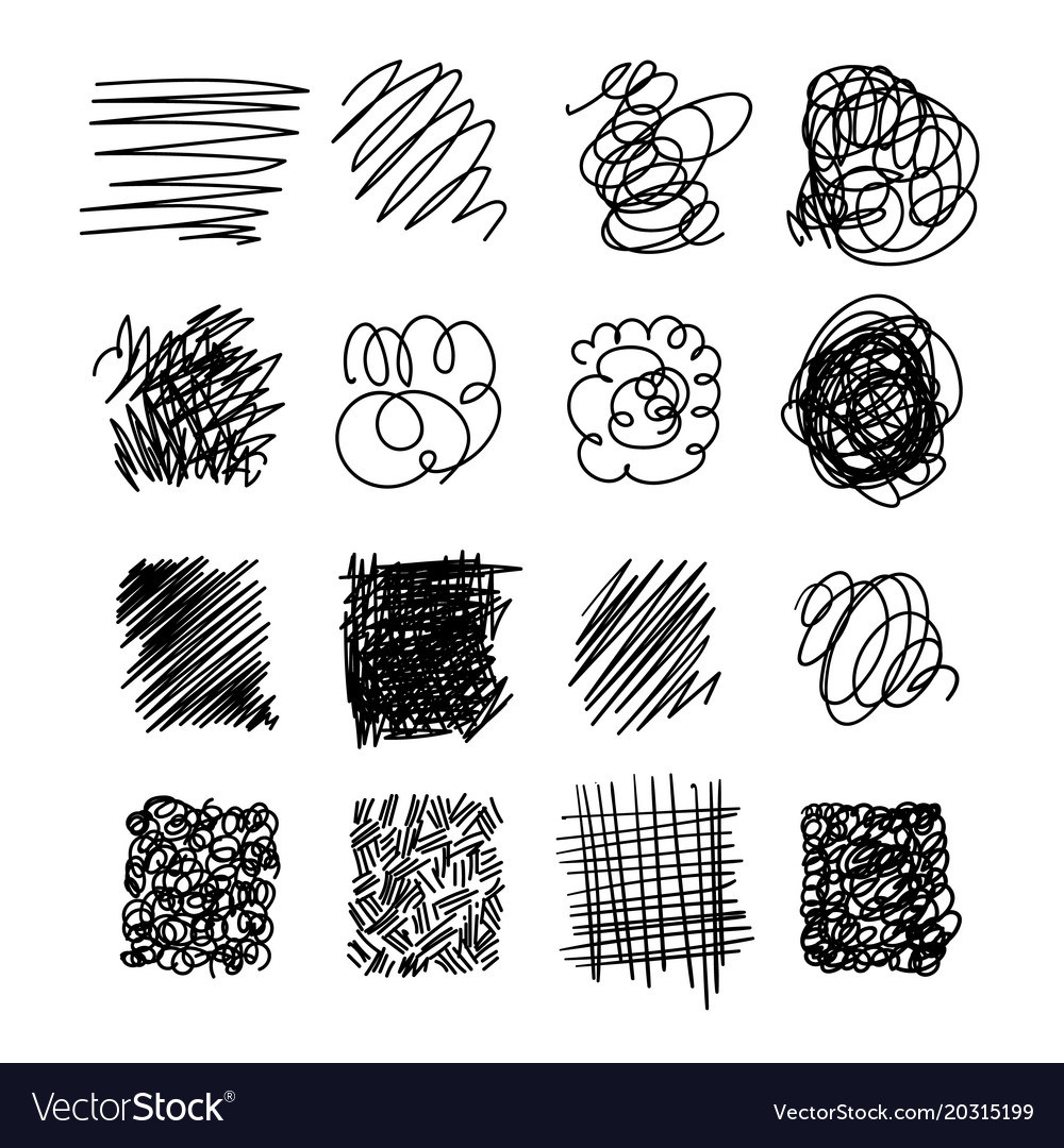 Light set hand drawn scribble line Royalty Free Vector Image