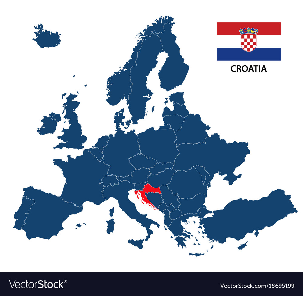 Croatia Map Of Europe Map of europe with highlighted croatia Royalty Free Vector